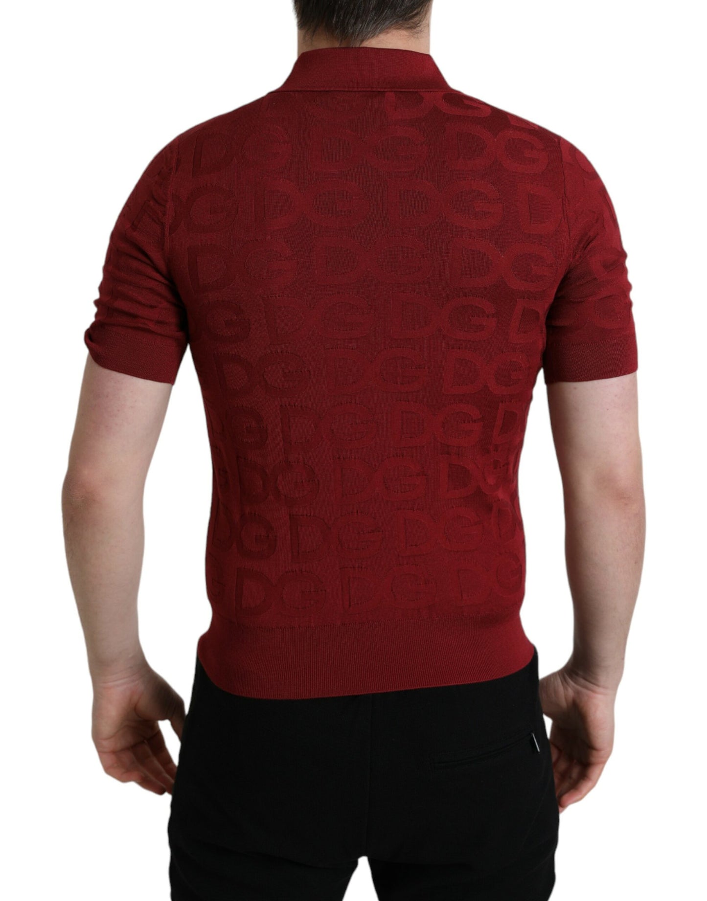 Dolce &amp; Gabbana Silk Maroon Polo T-Shirt - Elegance Meets Comfort