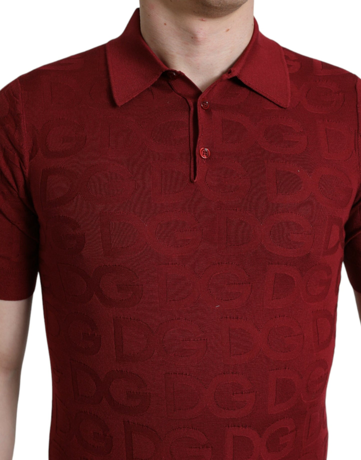 Dolce &amp; Gabbana Silk Maroon Polo T-Shirt - Elegance Meets Comfort