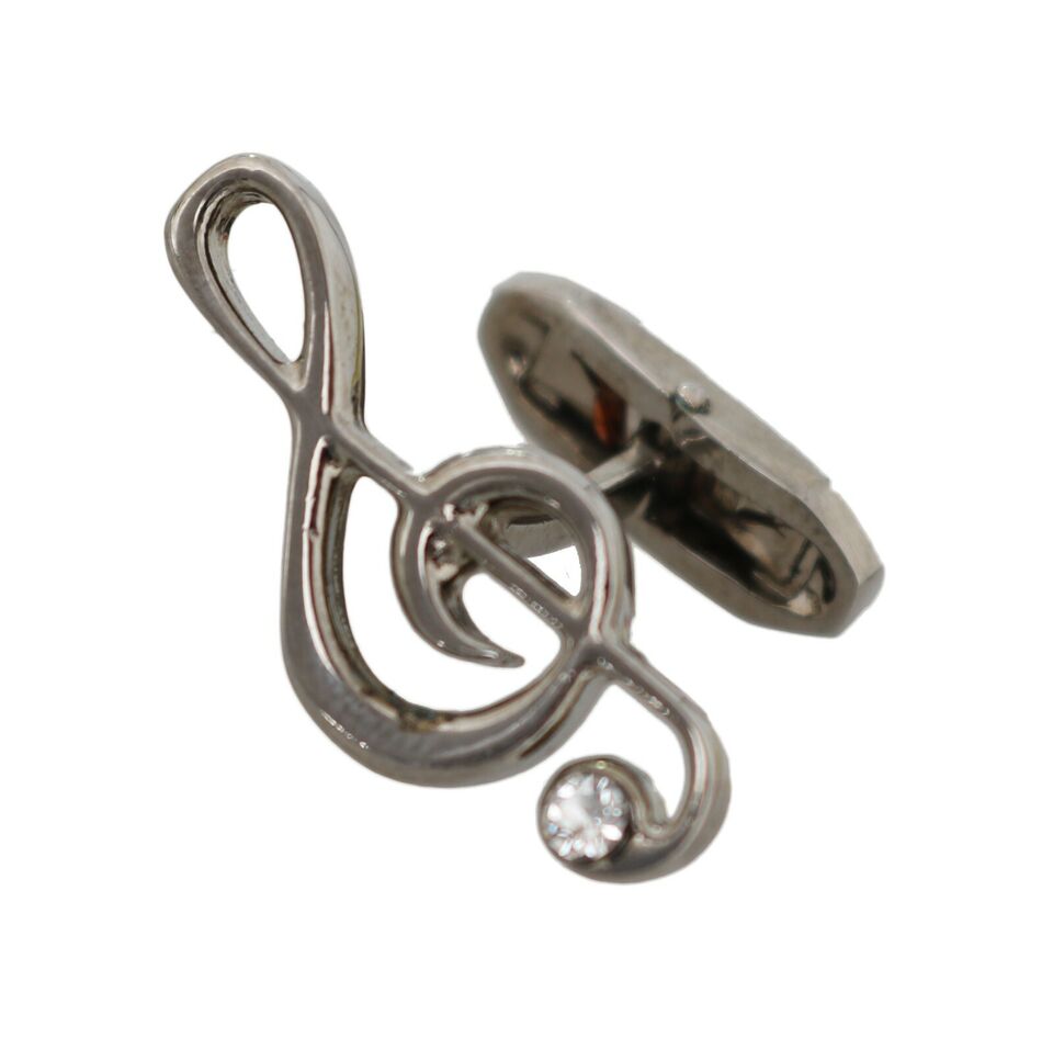 Dolce &amp; Gabbana Elegant Silver Tremble Clef Cufflinks