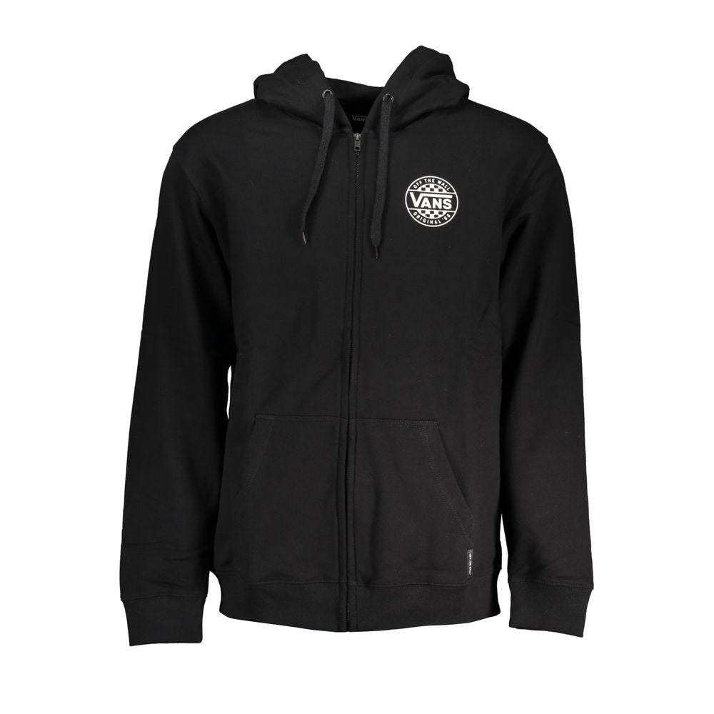 Vans Sleek Black Zip Hoodie with Logo Print