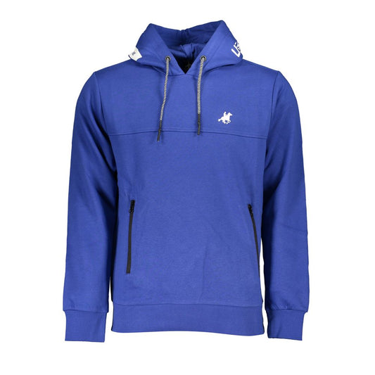 U.S. Grand Polo Chic Blue Hooded Fleece Sweatshirt with Logo Detail