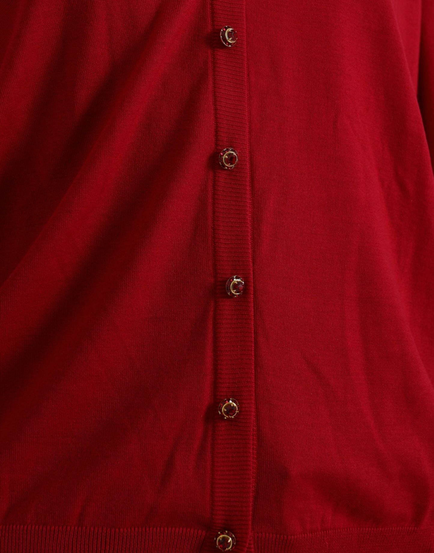 Dolce &amp; Gabbana Elegant Red V-Neck Wool Cardigan