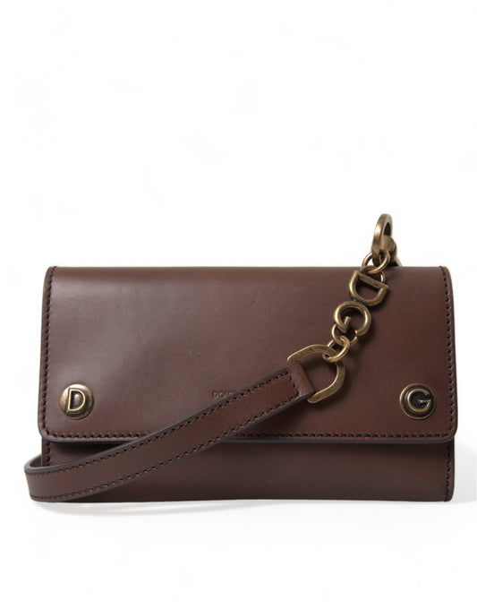 Dolce & Gabbana Elegant Leather Shoulder Bag in Rich Brown