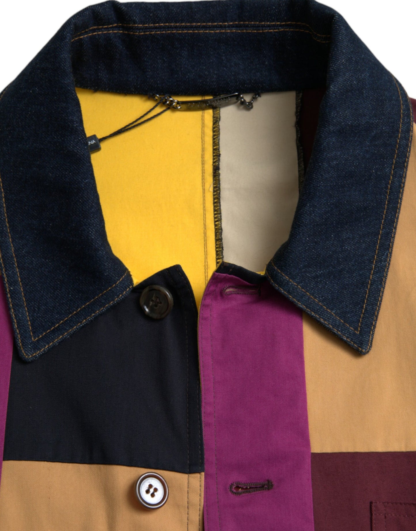 Dolce &amp; Gabbana Multicolor Patchwork Cotton Collared Jacket