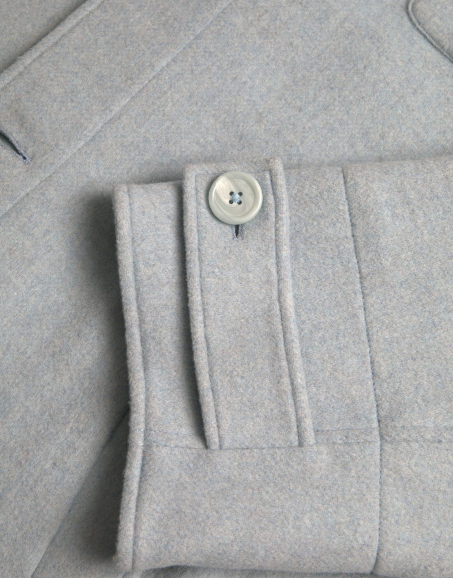 Dolce &amp; Gabbana Light Blue Wool Button Trench Coat Jacket