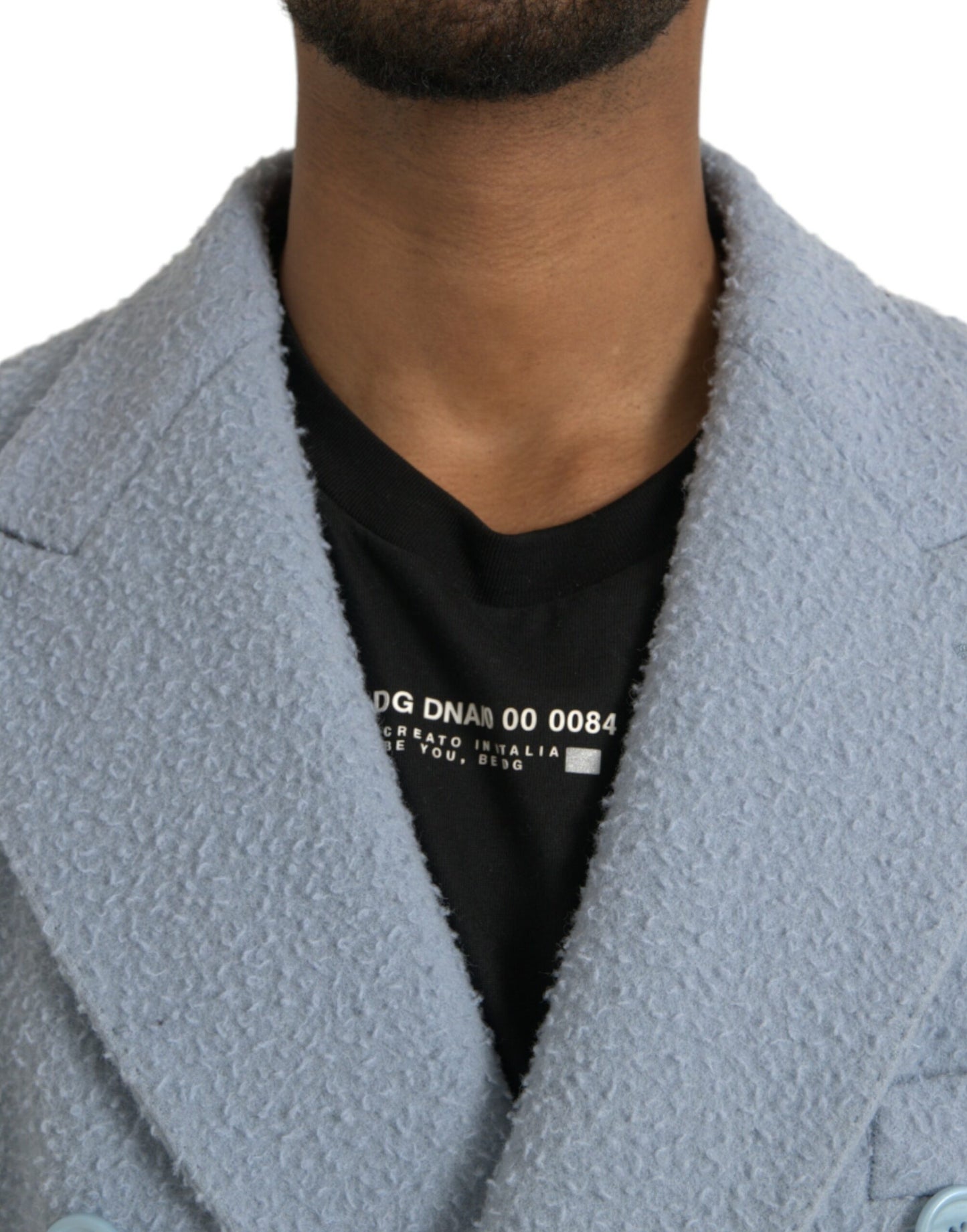 Dolce &amp; Gabbana Blue Double Breasted Long Trench Coat Jacket