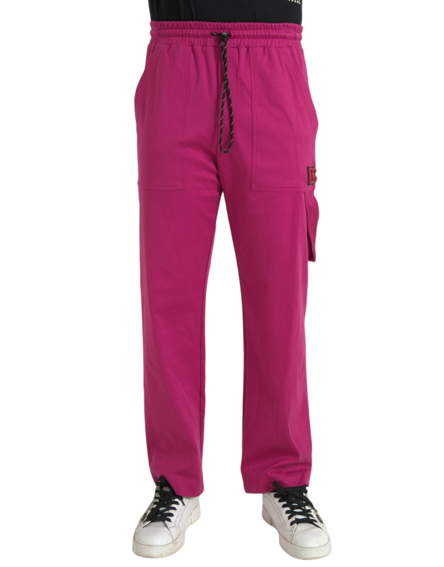 Dolce &amp; Gabbana Pink Logo Cargo Cotton Jogger Sweatpants Pants