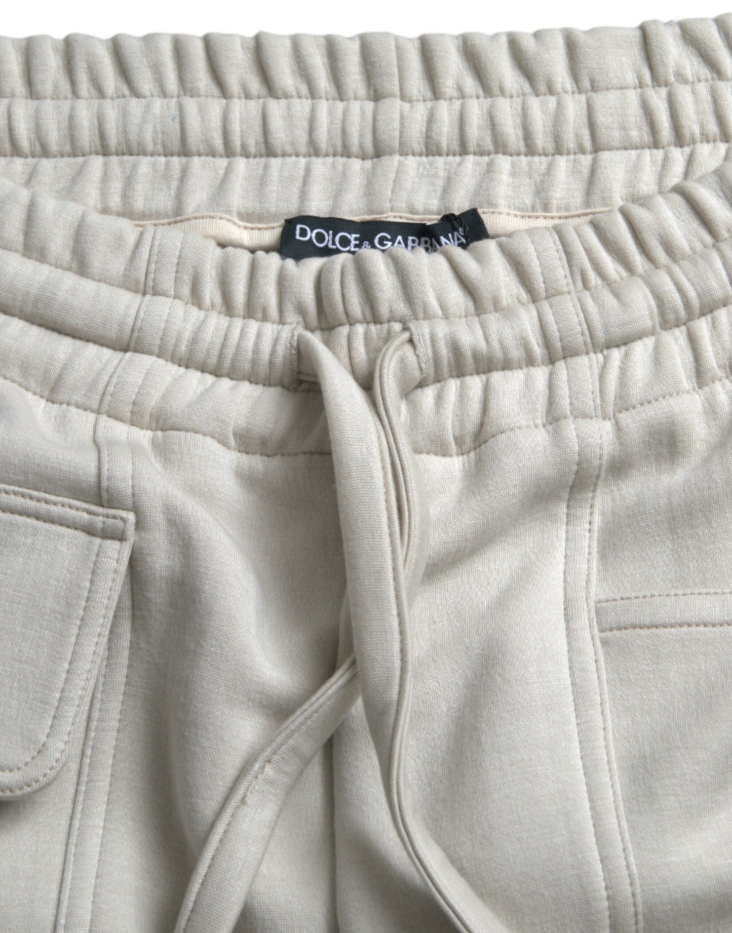 Dolce &amp; Gabbana Off White Viscose Cargo Jogger Sweatpants Pants