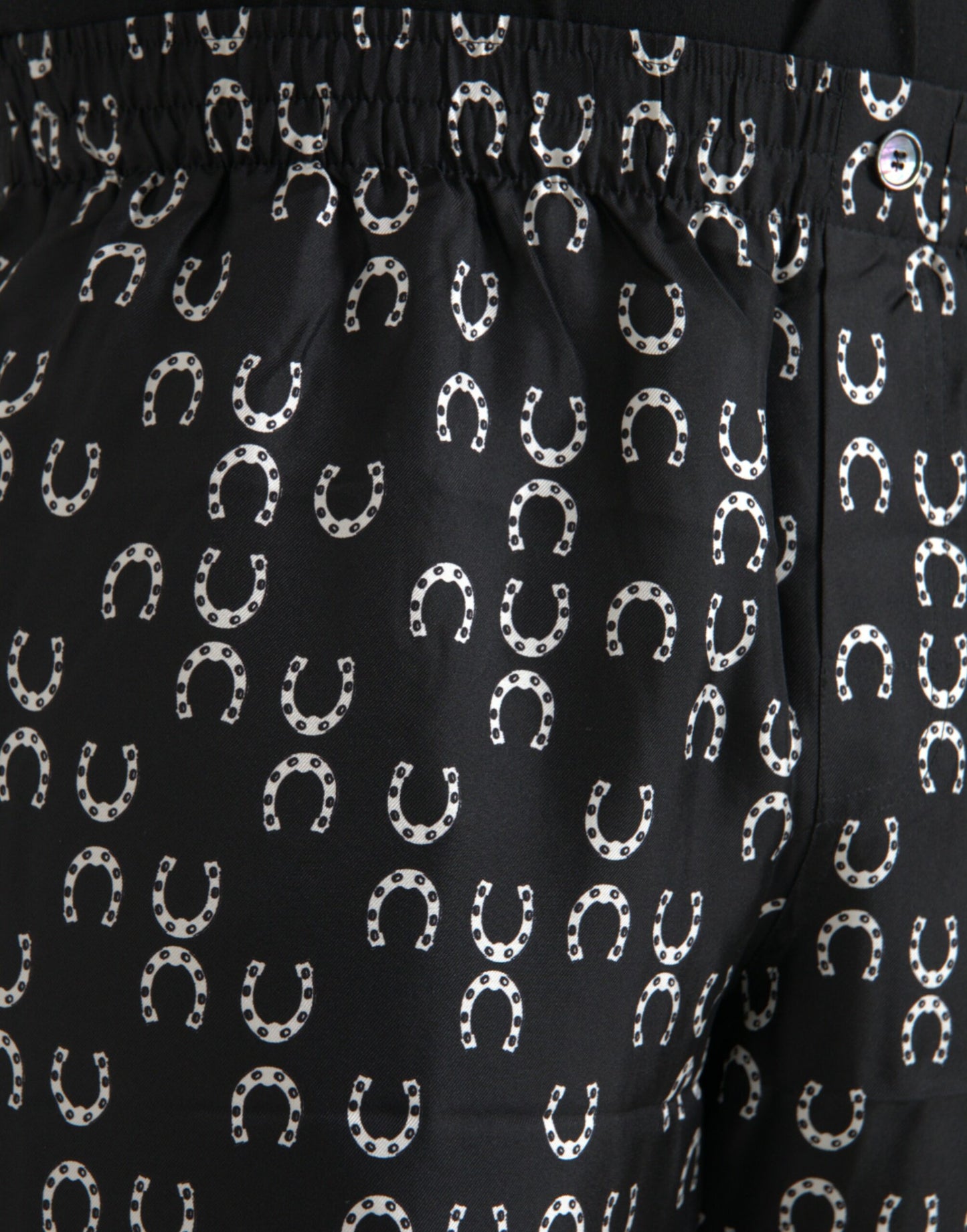 Dolce &amp; Gabbana Black Horseshoe Print Silk Pants