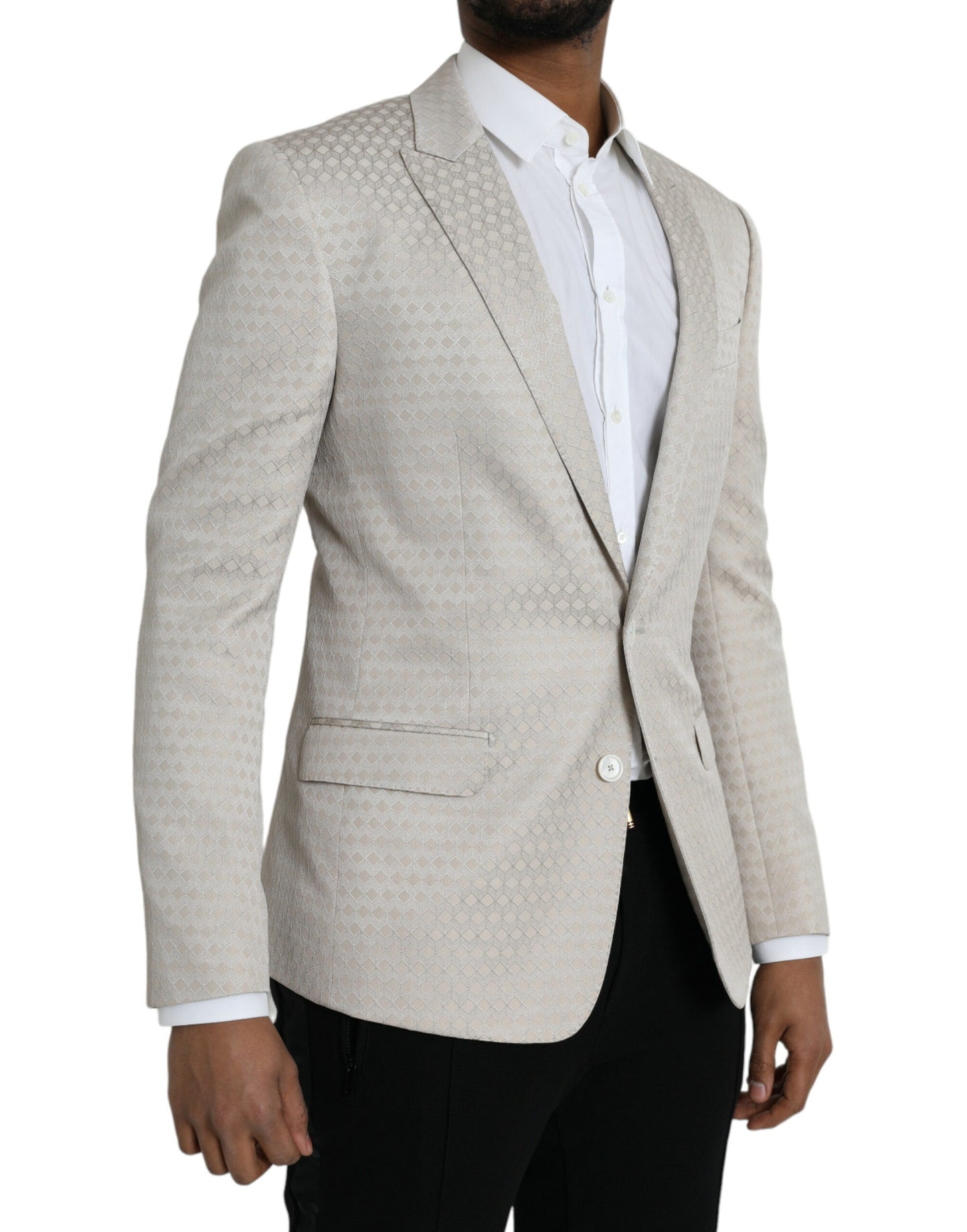 Dolce &amp; Gabbana Beige MARTINI Single Breasted Coat Blazer