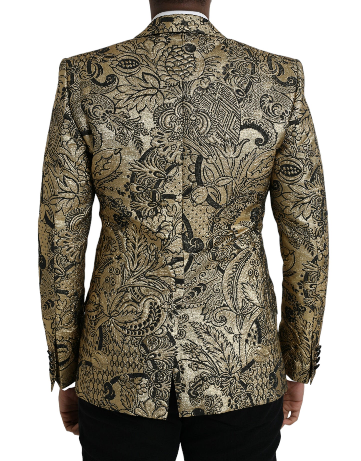 Dolce &amp; Gabbana Gold SICILIA Jacquard Single Breasted Coat Blazer