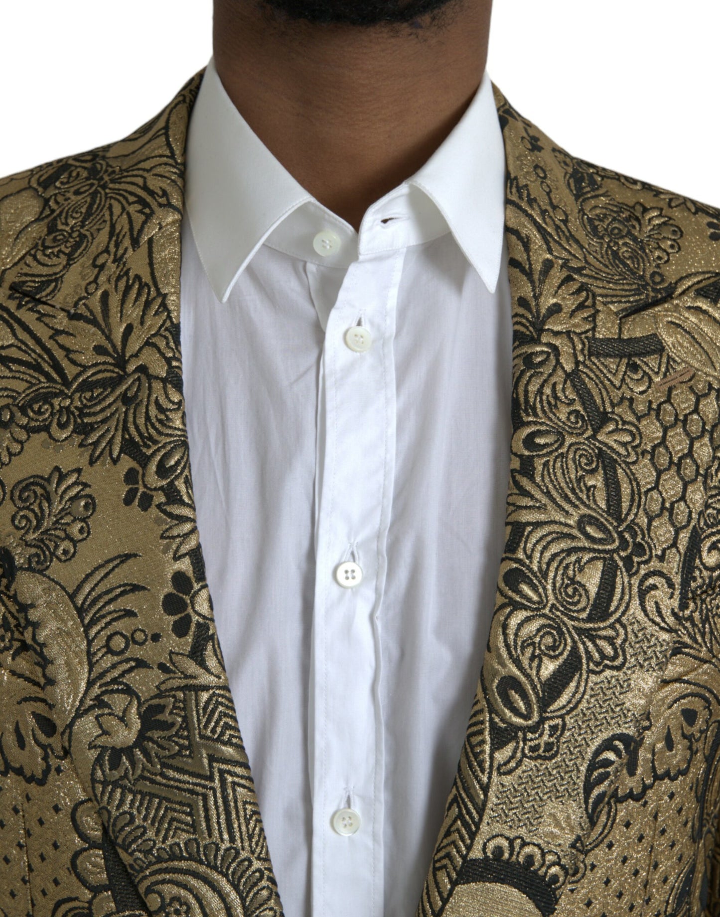 Dolce &amp; Gabbana Gold SICILIA Jacquard Single Breasted Coat Blazer