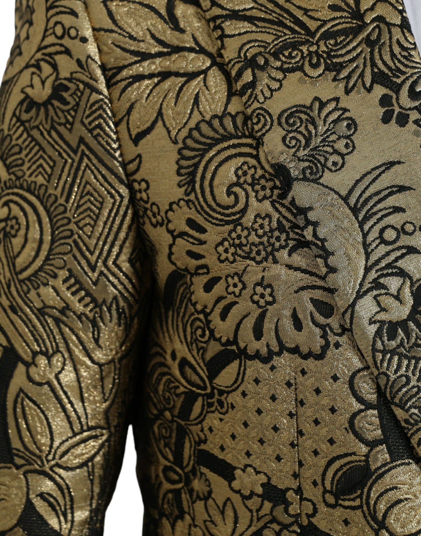 Dolce &amp; Gabbana Gold SICILIA Jacquard Single Breasted Coat Blazer