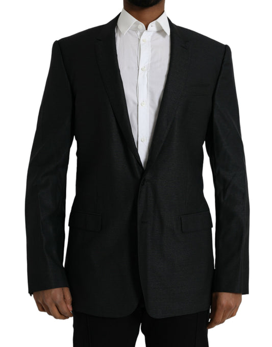 Dolce &amp; Gabbana Black Wool Notch SingleBreasted Coat Blazer