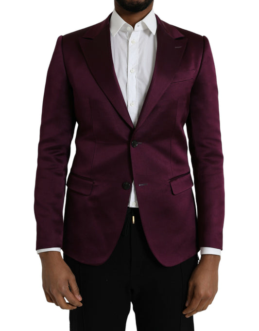 Dolce &amp; Gabbana Maroon Silk Single Breasted Coat Blazer