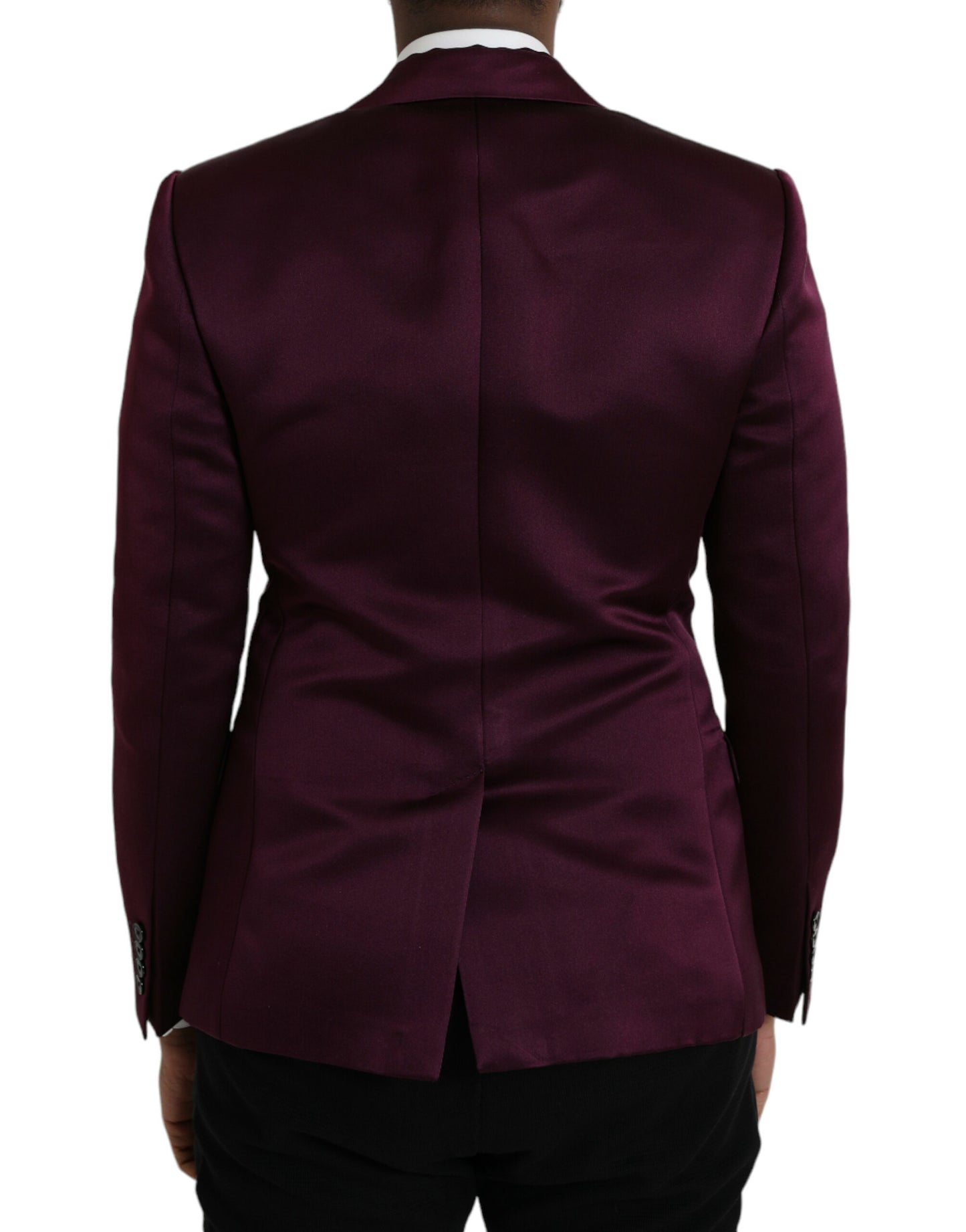 Dolce &amp; Gabbana Maroon Silk Single Breasted Coat Blazer