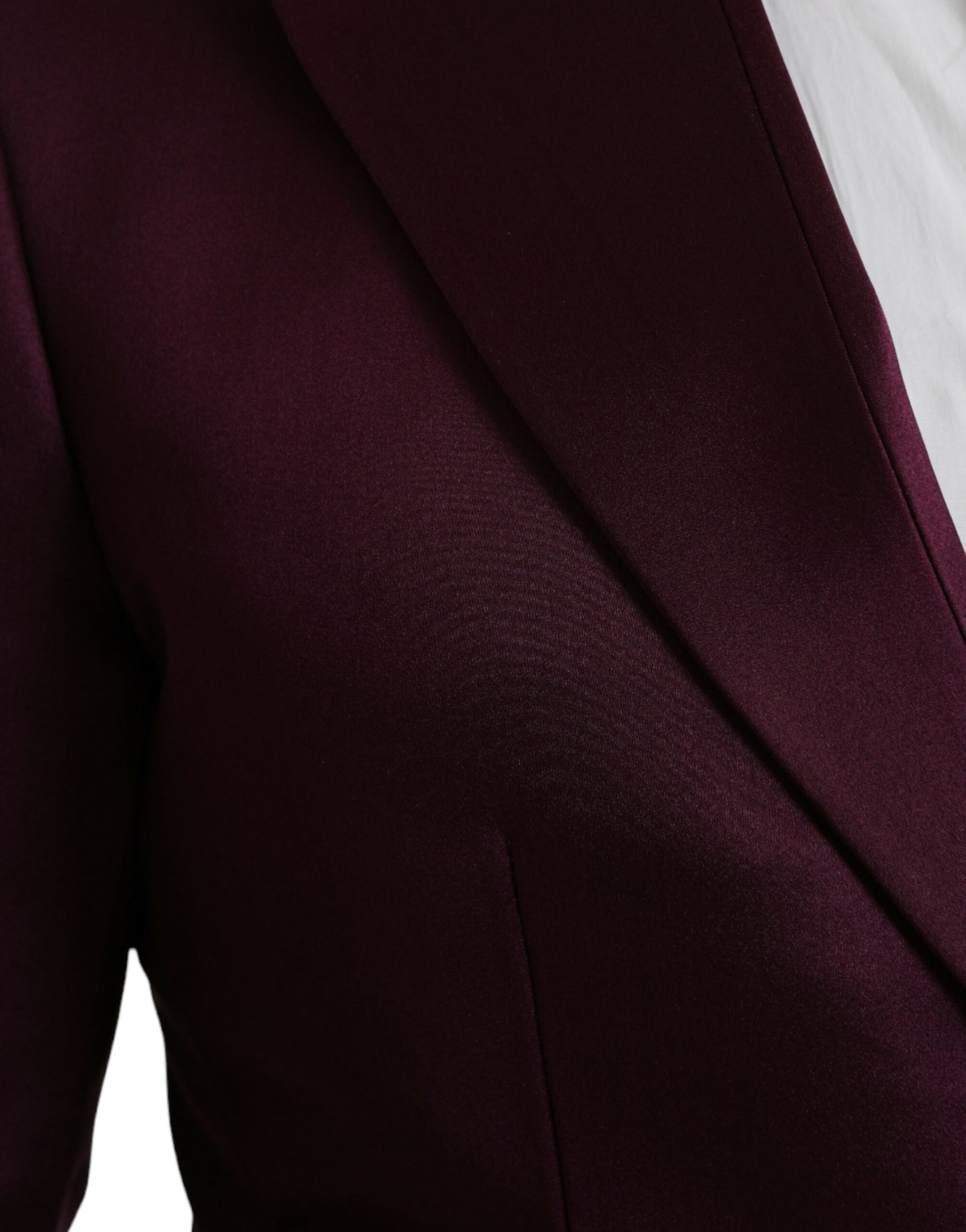 Dolce &amp; Gabbana Maroon Silk Single Breasted Coat Blazer