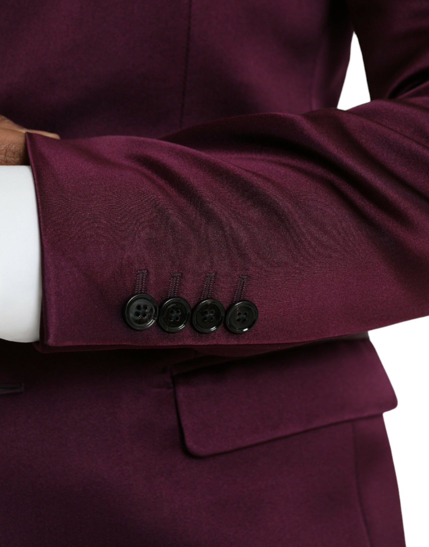 Dolce &amp; Gabbana Maroon Silk Single Breasted Coat Blazer