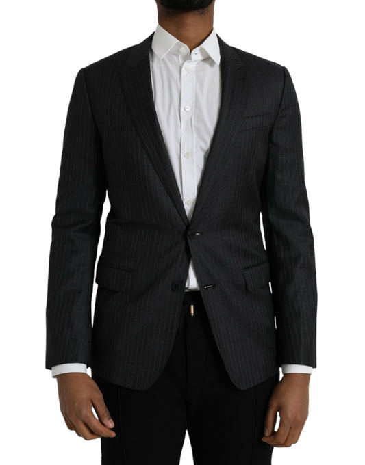 Dolce &amp; Gabbana Black Stripe MARTINI Single Breasted Coat Blazer