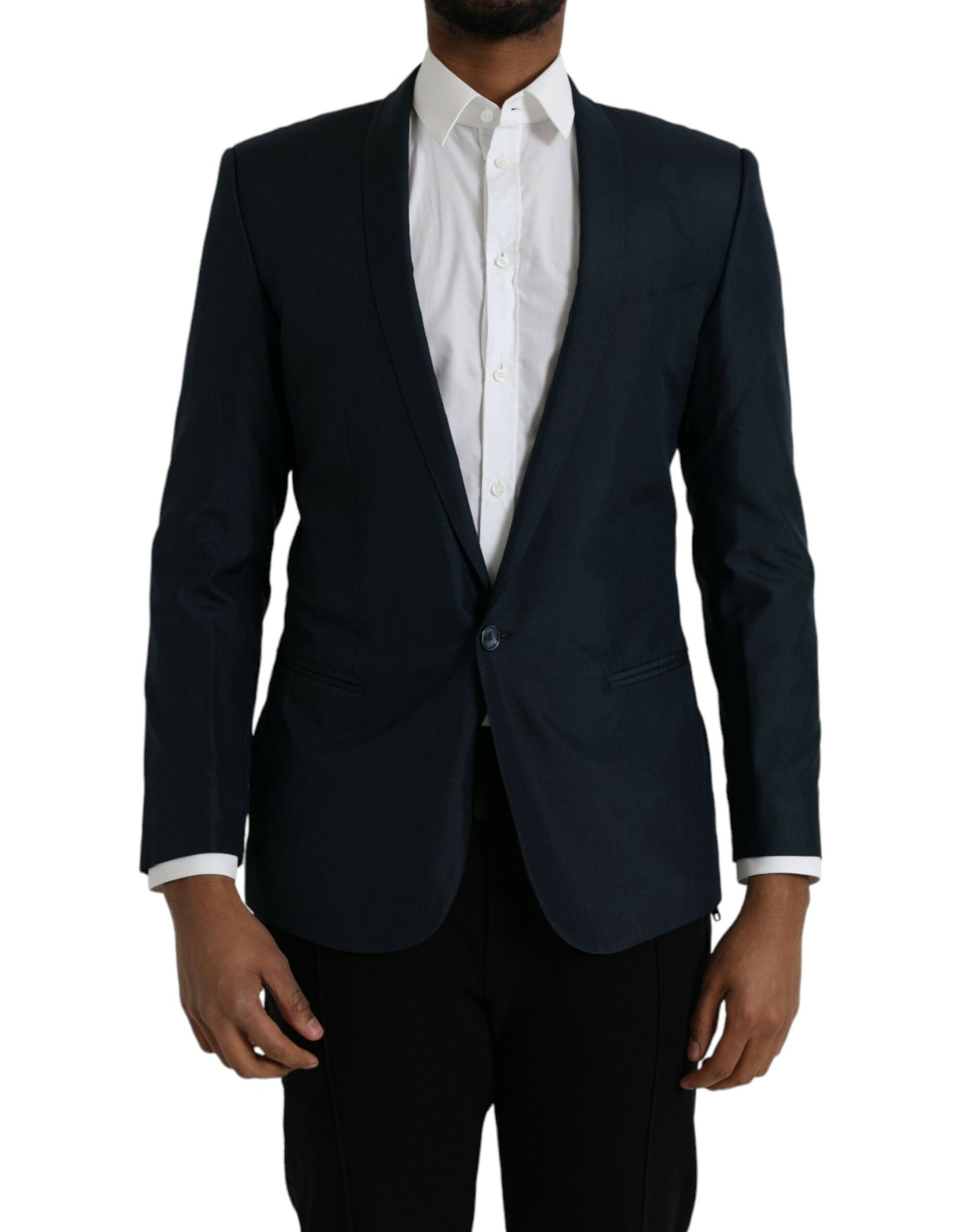 Dolce &amp; Gabbana Blue MARTINI Shawl Single Breasted Blazer