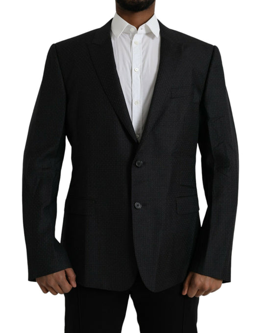 Dolce &amp; Gabbana Black Wool MARTINI Single Breasted Coat Blazer