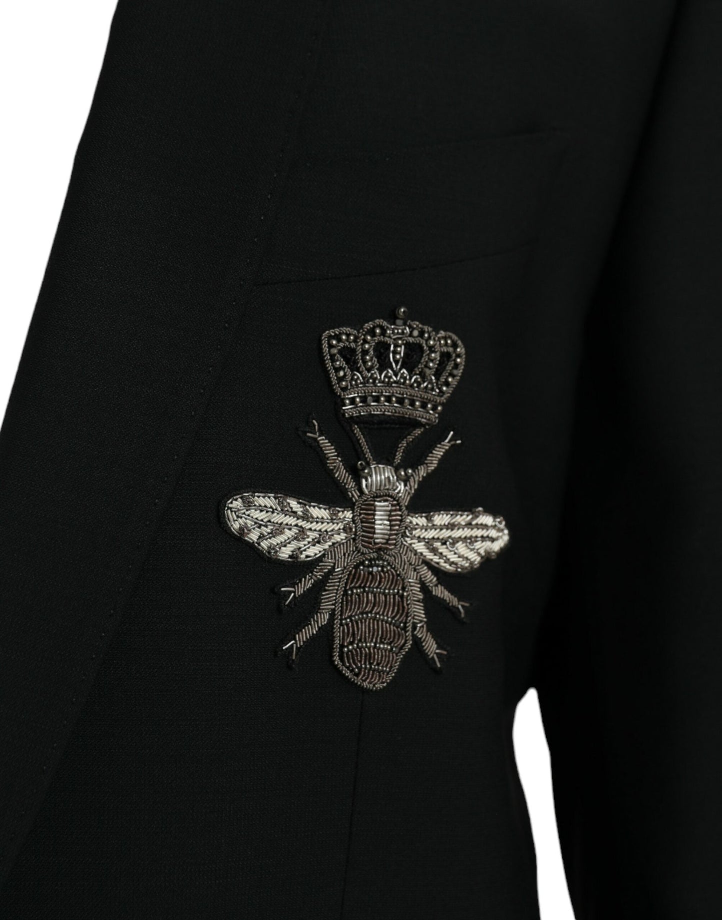 Dolce &amp; Gabbana Black Crown Bee MARTINI Single Breasted Coat Blazer