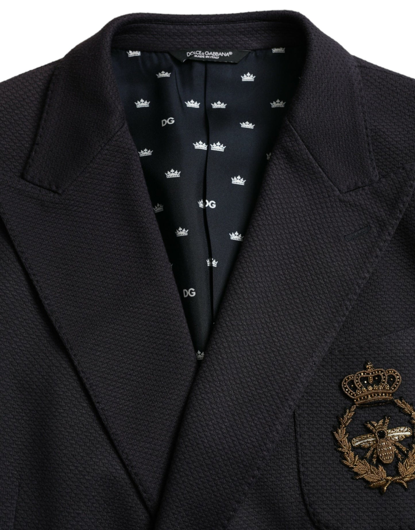 Dolce &amp; Gabbana Dark Blue Crown Bee Double Breasted Blazer