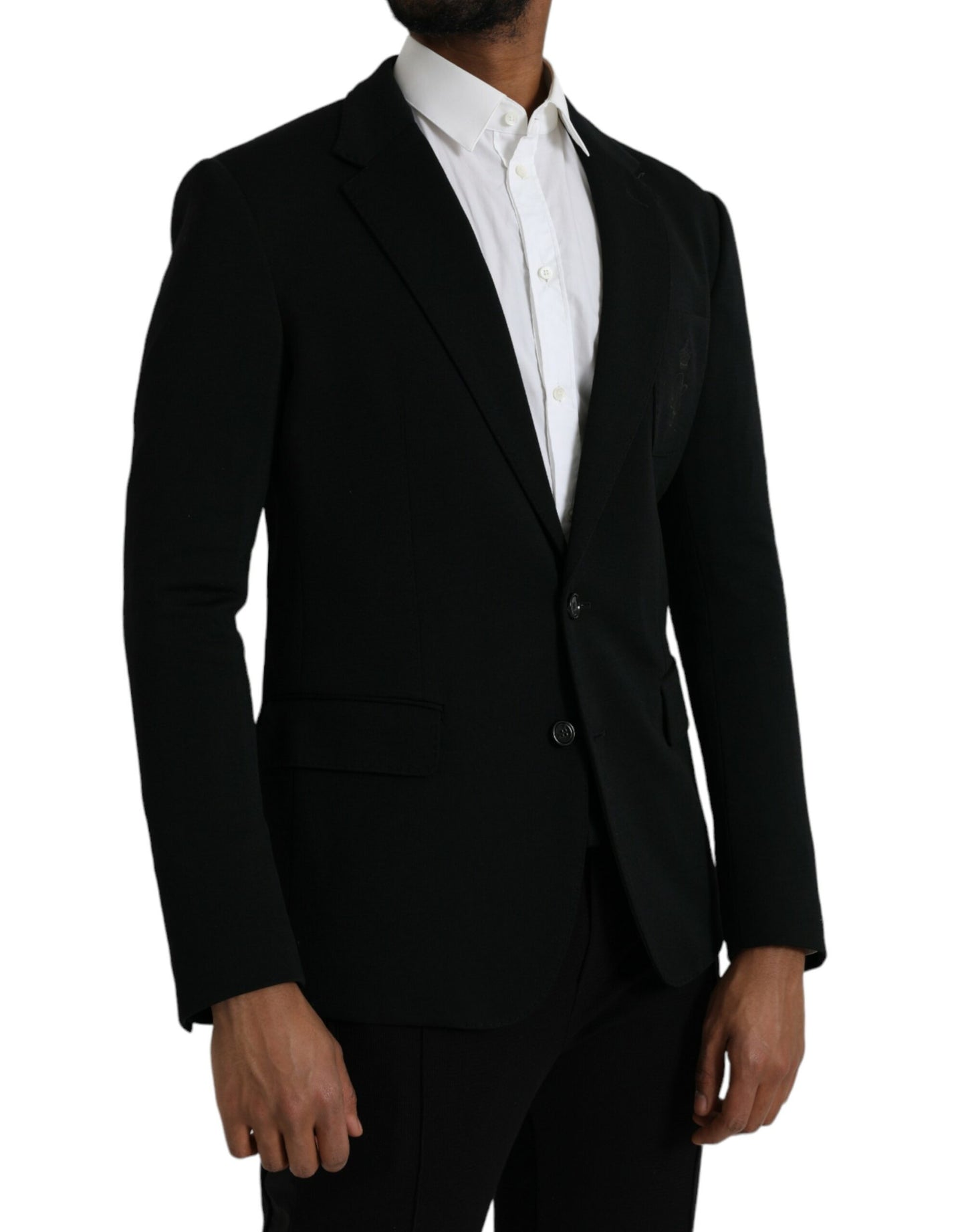 Dolce &amp; Gabbana Black Wool Notch Single Breasted Coat Blazer