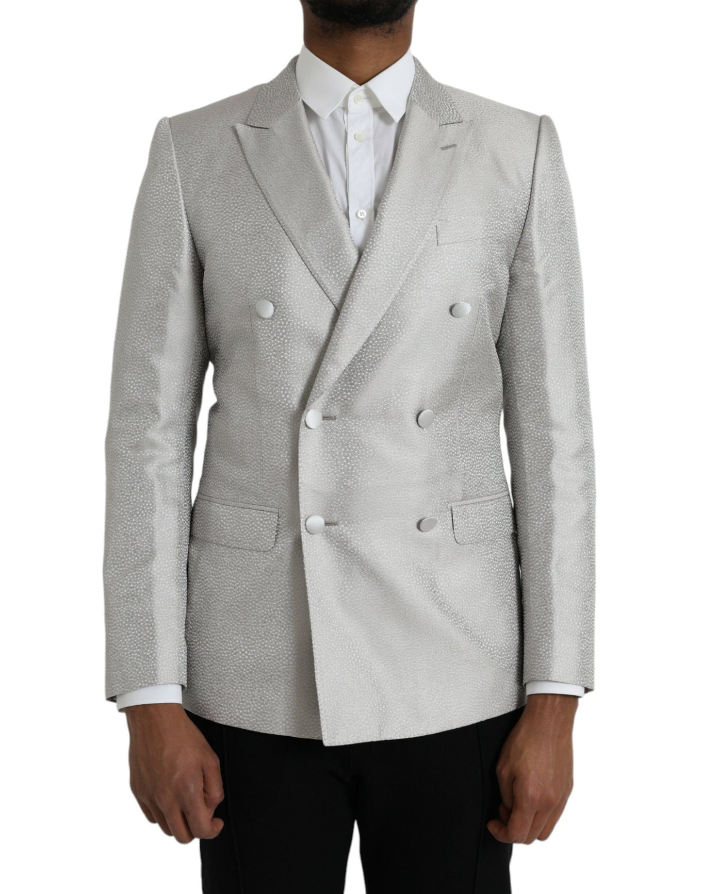 Dolce &amp; Gabbana Off White MARTINI Double Breasted Coat Blazer