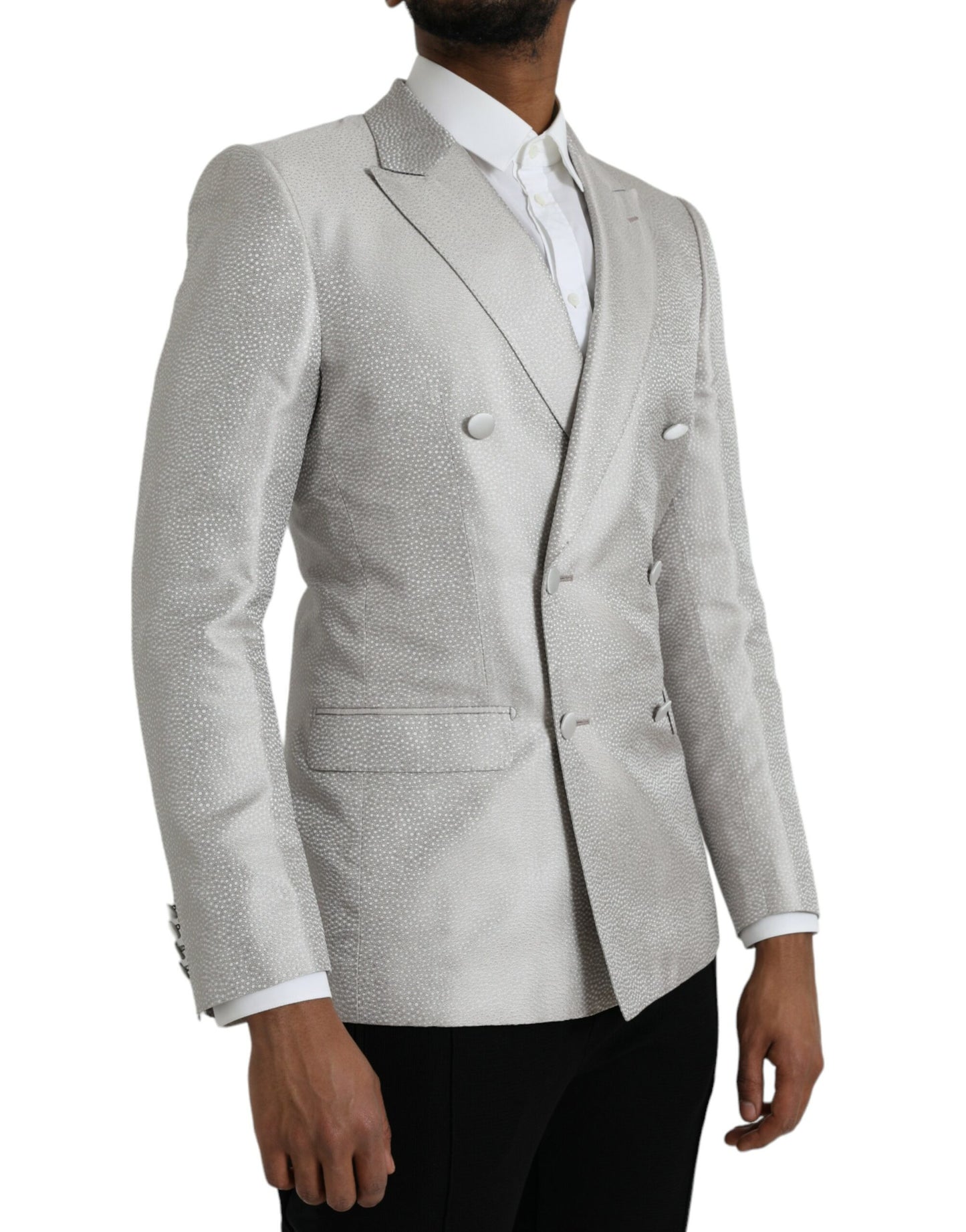 Dolce &amp; Gabbana Off White MARTINI Double Breasted Coat Blazer