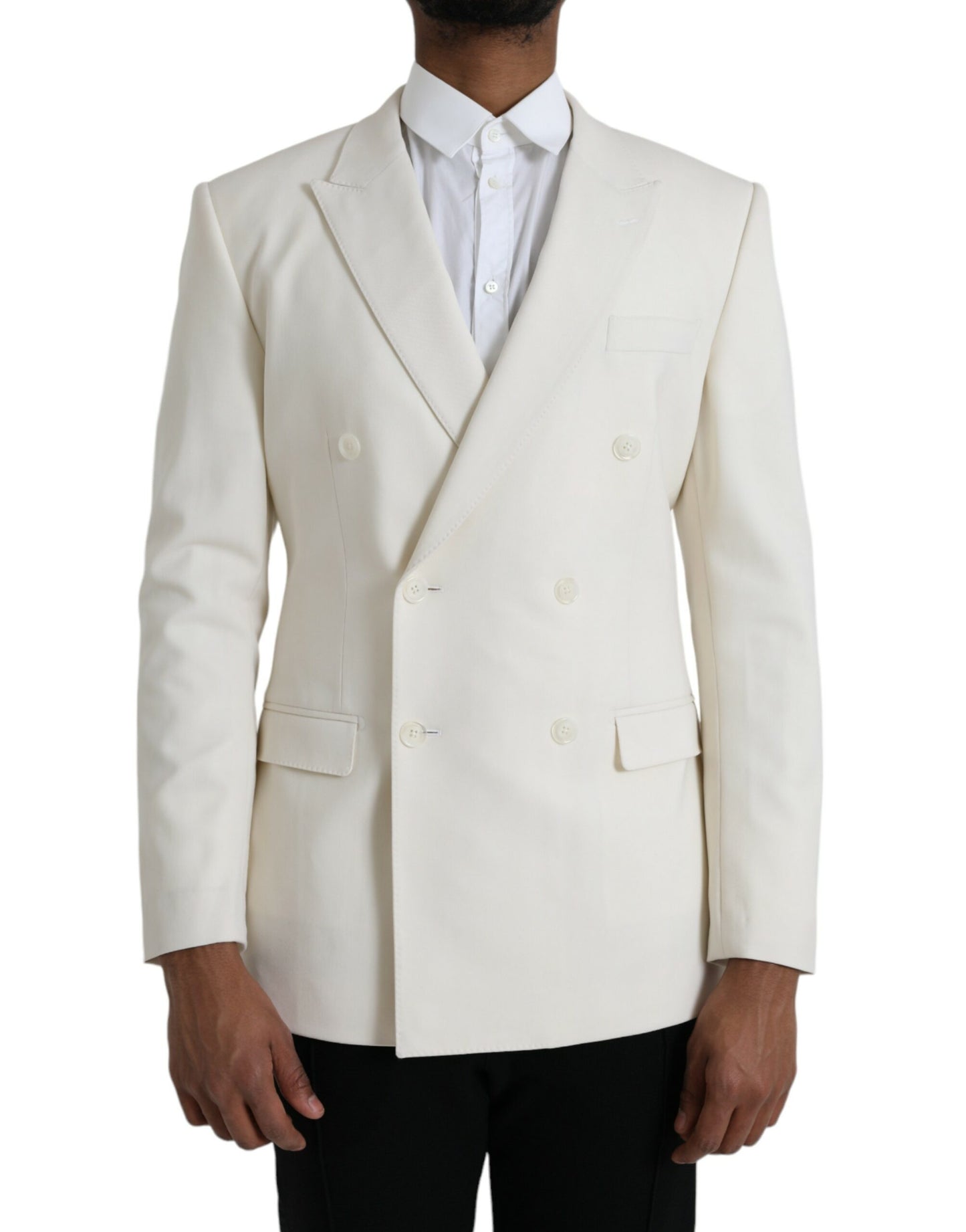 Dolce &amp; Gabbana White Wool MARTINI Double Breasted Blazer