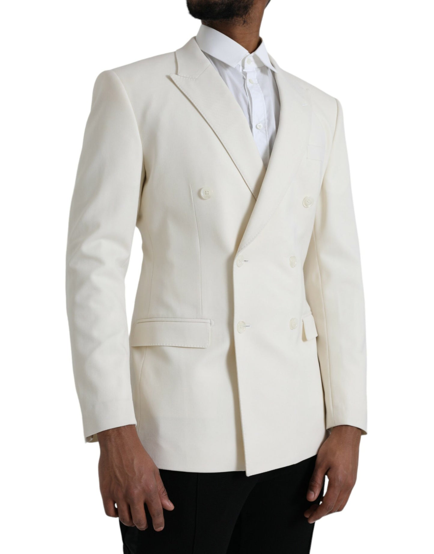 Dolce &amp; Gabbana White Wool MARTINI Double Breasted Blazer