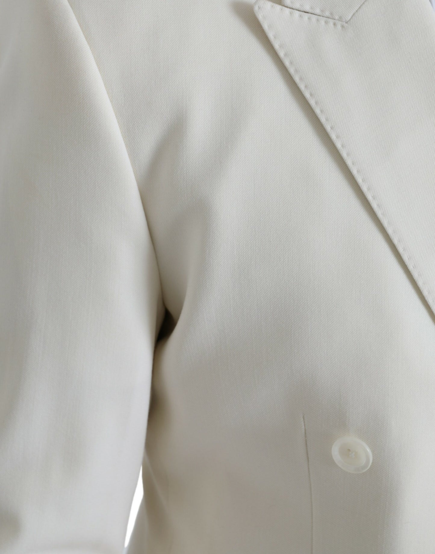 Dolce &amp; Gabbana White Wool MARTINI Double Breasted Blazer