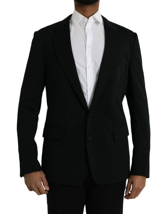 Dolce &amp; Gabbana Black Wool Single Breasted Coat Blazer