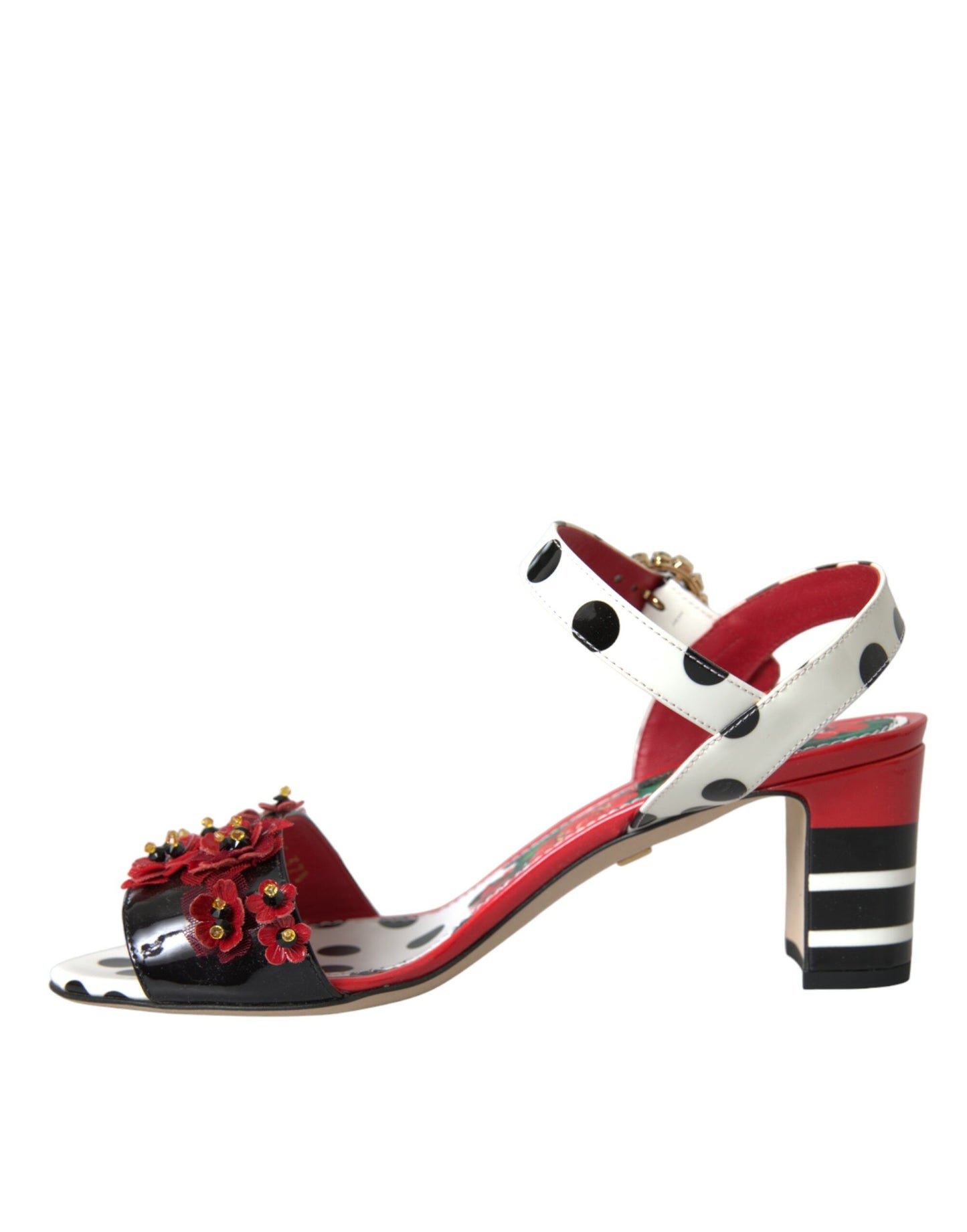 Dolce & Gabbana Multicolor Floral Crystal Leather Sandals Shoes