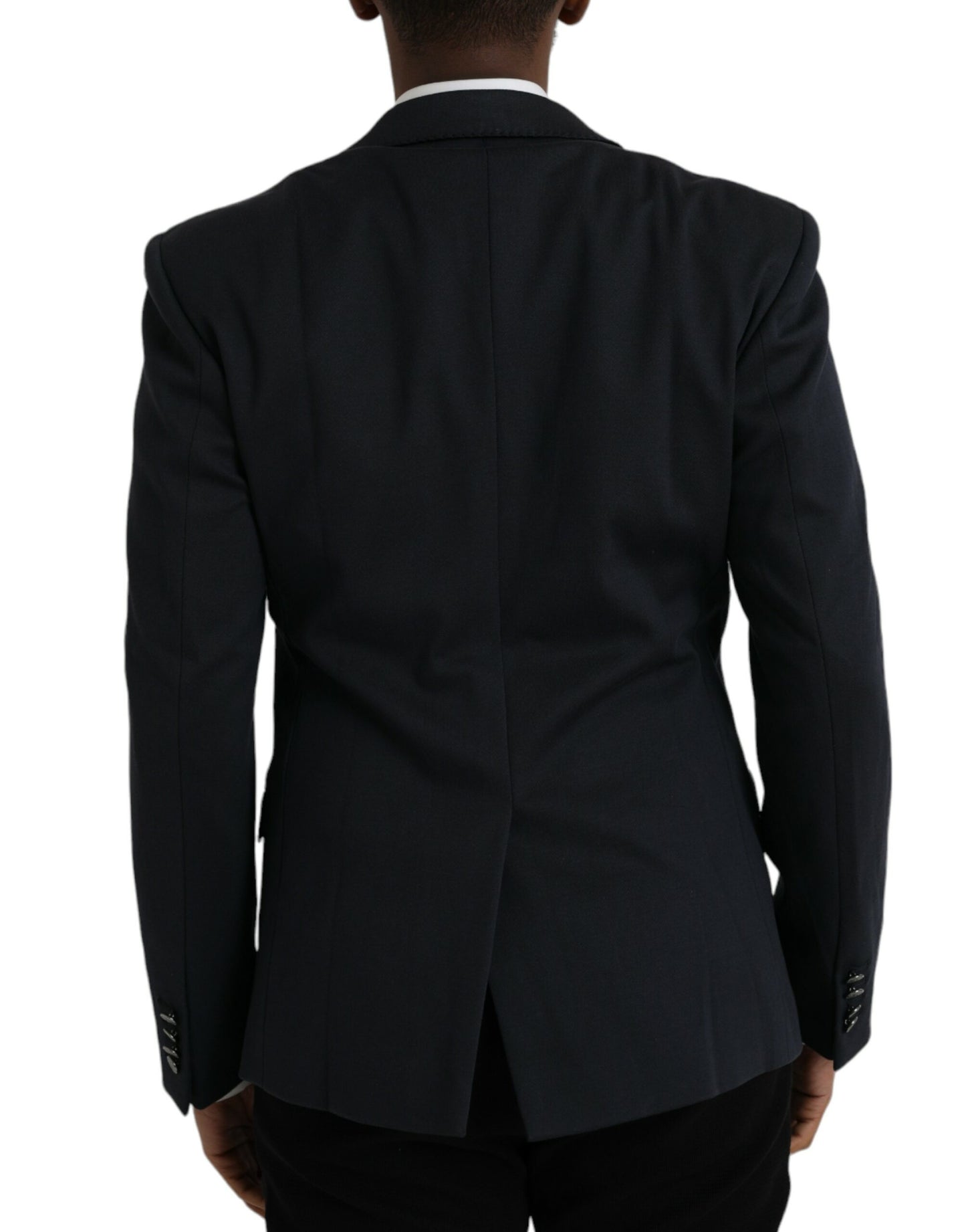 Dolce &amp; Gabbana Dark Blue Cotton Single Breasted Coat Blazer