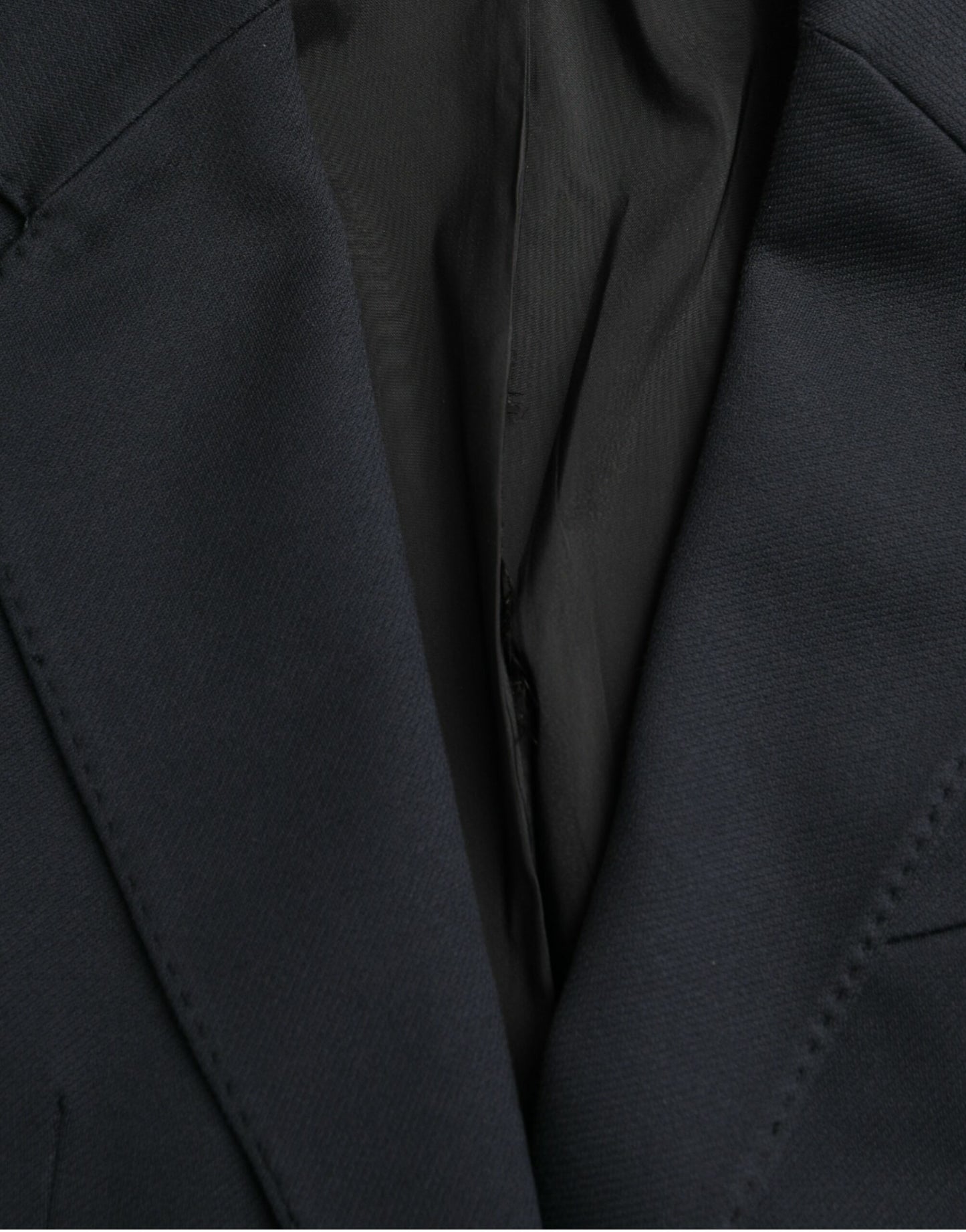 Dolce &amp; Gabbana Dark Blue Cotton Single Breasted Coat Blazer