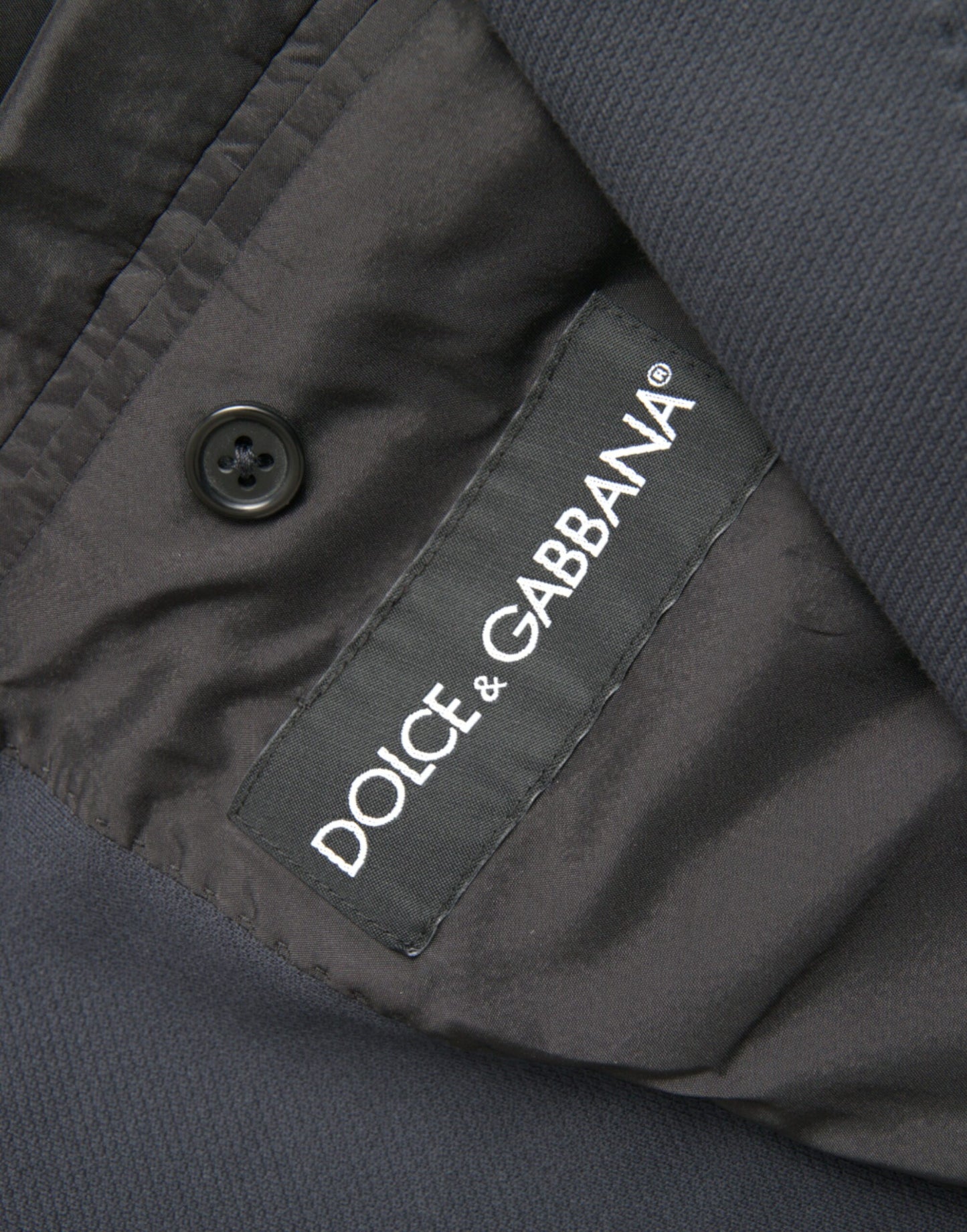 Dolce &amp; Gabbana Dark Blue Cotton Single Breasted Coat Blazer