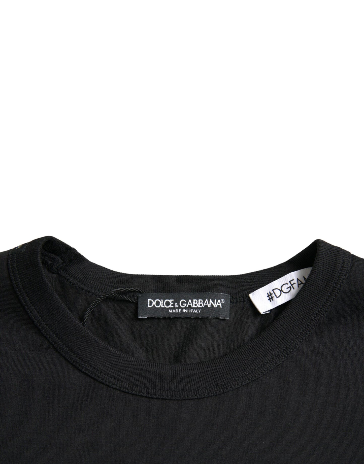 Dolce &amp; Gabbana Black #DGFamily Cotton Crew Neck T-shirt