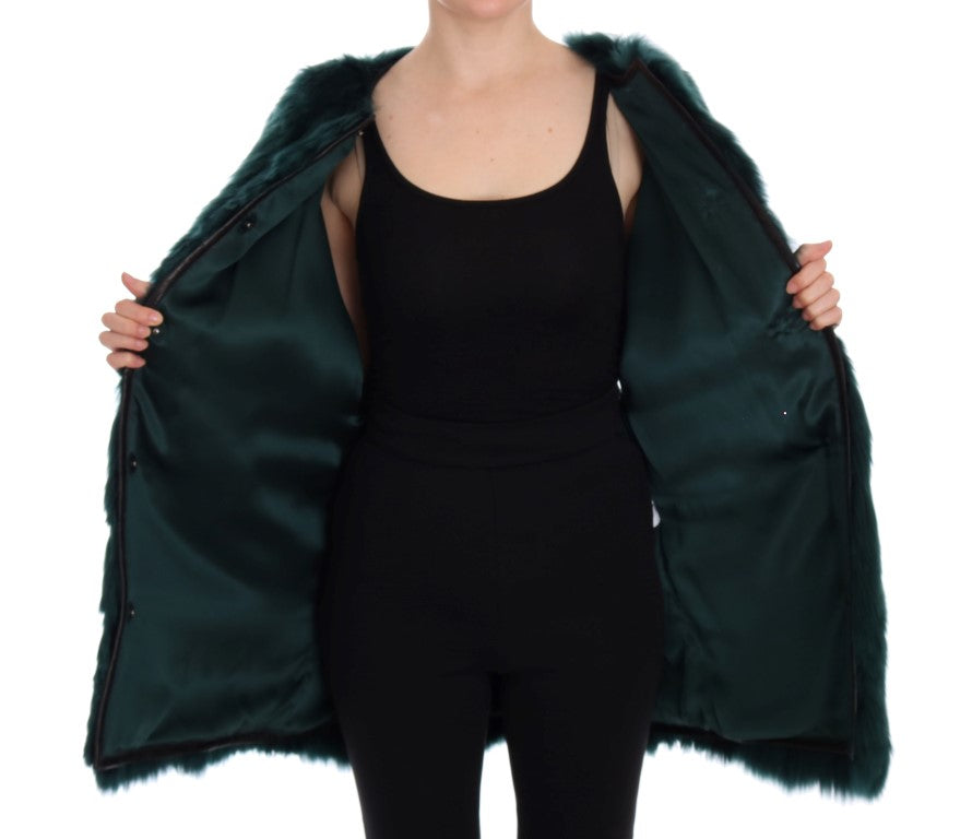 Dolce & Gabbana Exquisite Green Alpaca Fur Long Vest