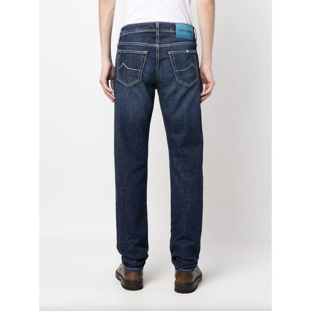 Jacob Cohen Exclusive Indigo Straight Leg Jeans with Bandana Detail