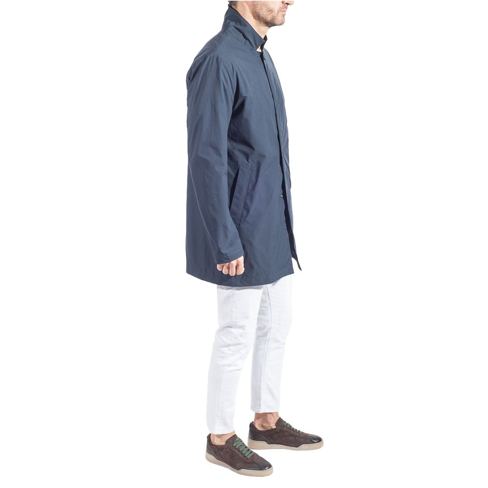 People Of Shibuya Blue Polyester Men Trench Coat