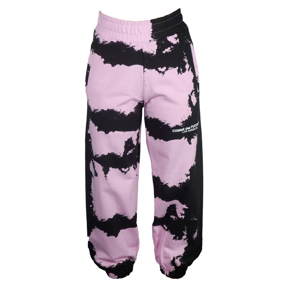 Comme Des Fuckdown Chic Pink Print Cotton Track Pants