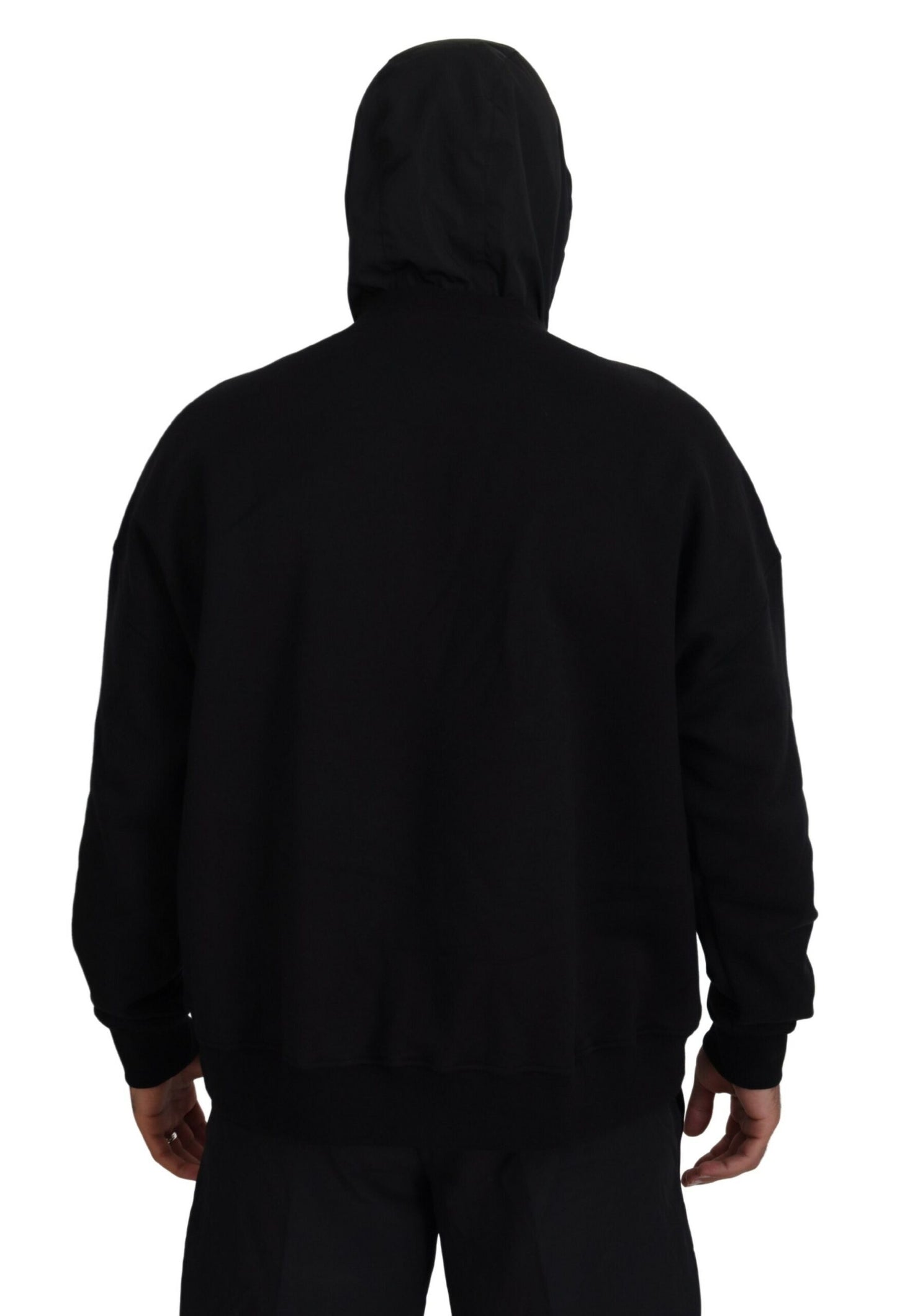 Dsquared² Black Cotton Hooded Printed Pullover Sweater