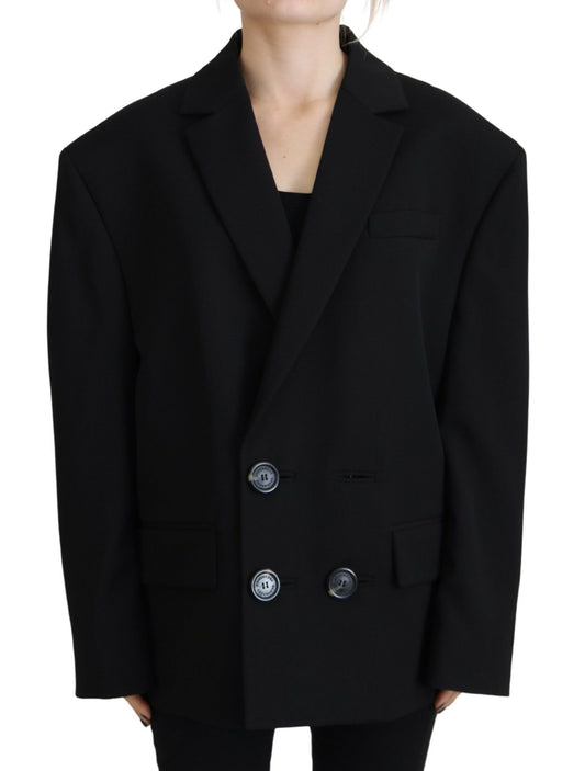 Dsquared² Black Double Breasted Coat Blazer Jacket