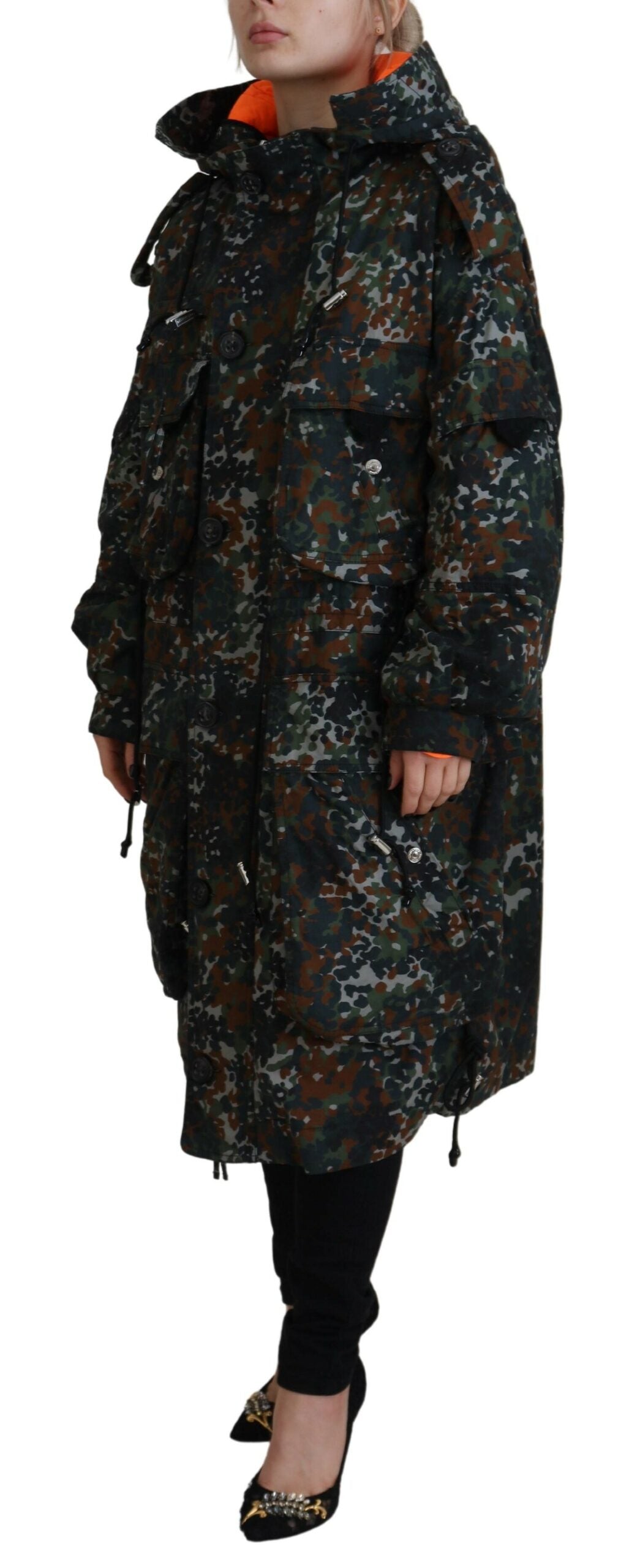 Dsquared² Green Hooded Goth Camouflage Print Parka Coat Jacket