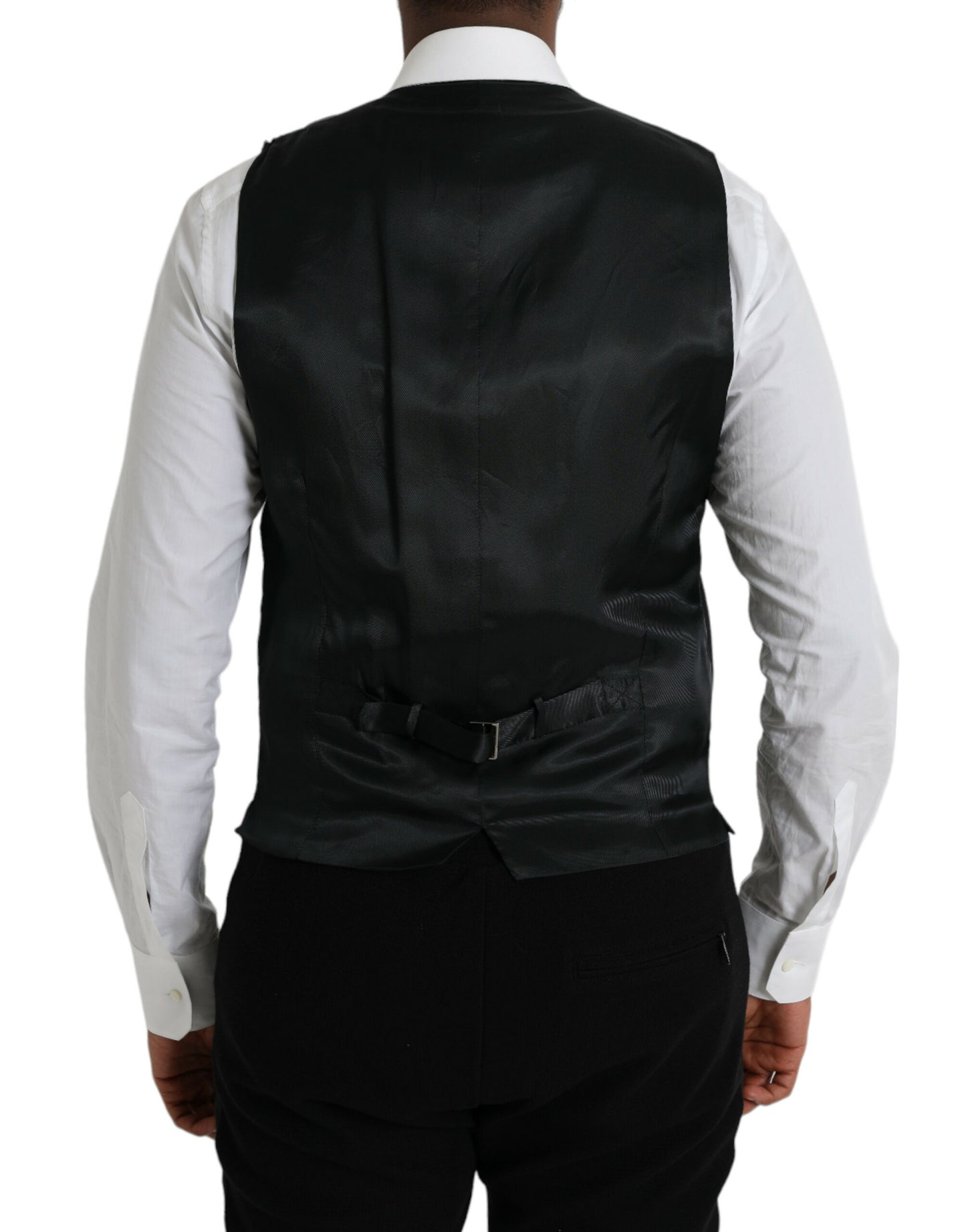 Dolce &amp; Gabbana Black Cotton Waistcoat Dress Formal Vest