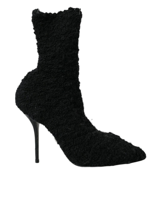 Dolce & Gabbana Black Stiletto Heels Mid Calf Boots Shoes