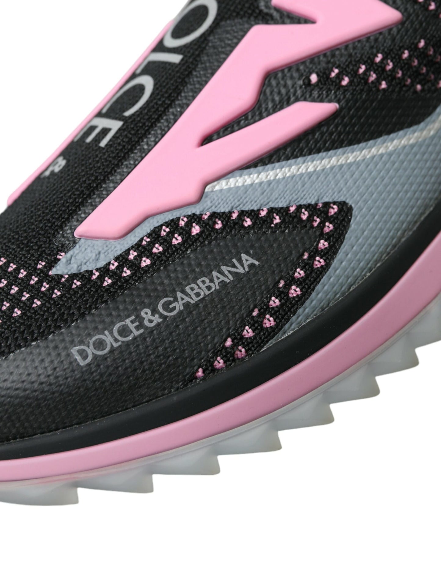 Dolce & Gabbana Black Pink Slip On Sorrento Sneakers Shoes