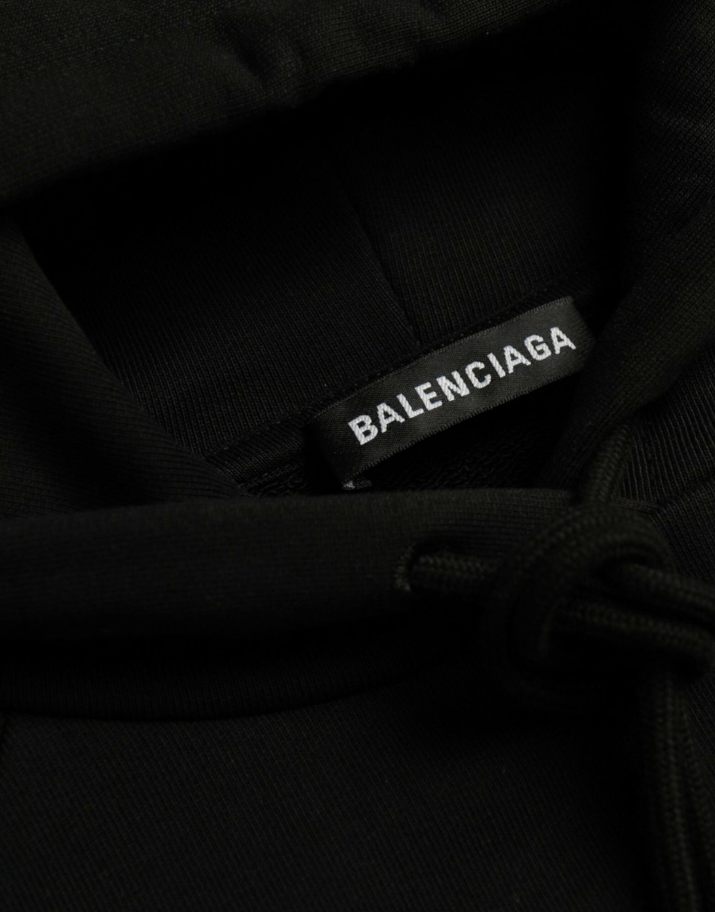 Balenciaga Black Cotton Logo Hooded Pullover Sweatshirt Sweater